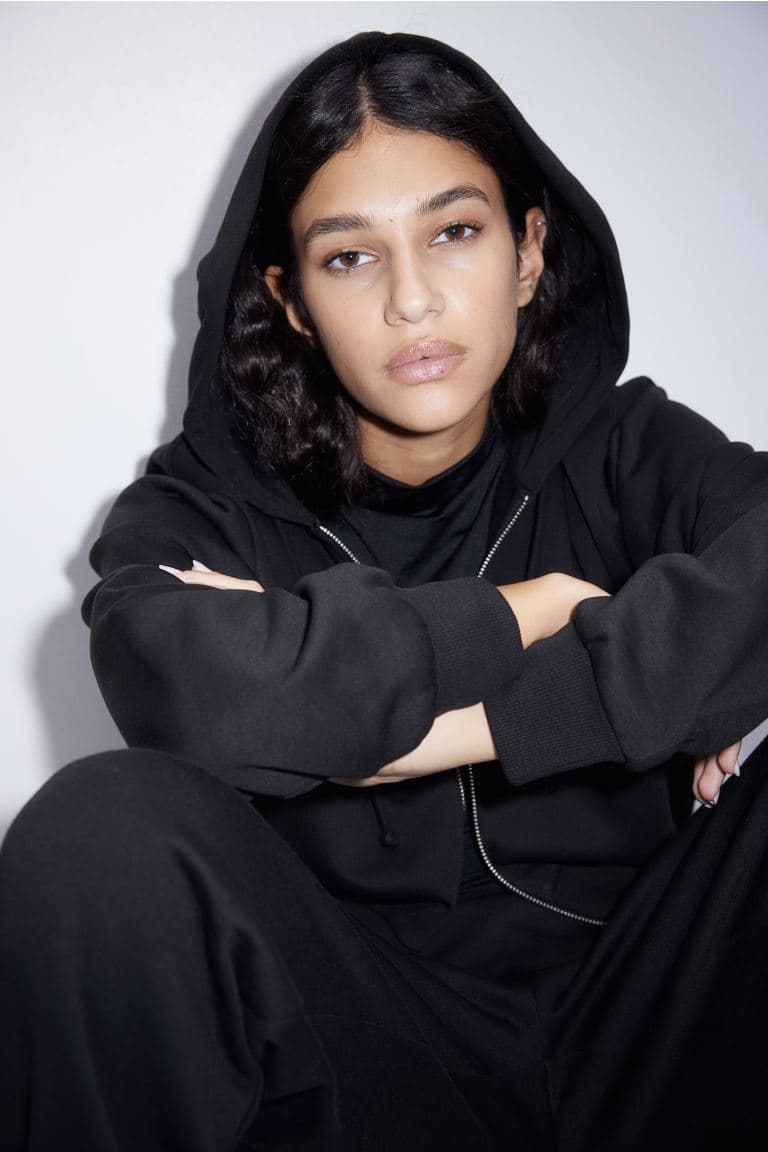 Áo hoodie lửng kéo khoá